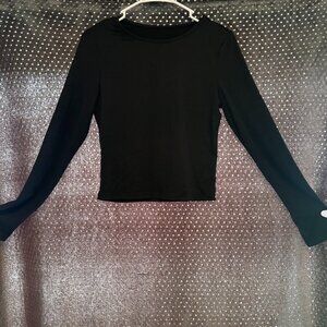 Black Crop Top & Burgundy Long Sleeve Tunic Women's